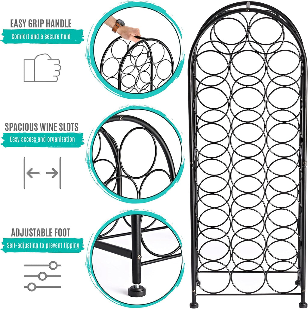 Sorbus Freestanding Wine Rack - Elegant and Unique Bordeaux Chateau Style Floor Wine Stand for 23 Wine Bottle Storage, Champagne, Metal Wine Bottle Holder Stands for Kitchen, Home Bar, Mini Wine Bar