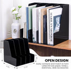 LALOBLUE 4 Pack Black Vertical Magazine File Holder Desk Organizer Bins | Plastic, Holds Magazines, Binders, Notebooks, Envelopes, 4 Pack Black Vertical Magazine File Holder Desk Organizer Bins