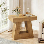 Tribesigns 24" Side Table, Narrow End Table with 2-Tier Storage Shelf, Farmhouse Wooden Nightstand Accent Table with Trapezoid Base for Living Room, Bedroom, Small Spaces, Natural Oak Color