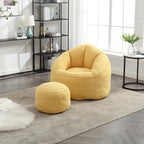 Bean Bag Chairs for Adults, Bean Bag Chair for Kids, 3.4 FT Comfy Beanbag Chair with Ottoman, Bubble Chair Corner Chair, Modern Giant Bean Bag Sofa for Living Room, Yellow