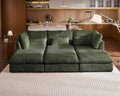 115" Oversized Corduroy Couch Modular Sectional Sofa, Washable Cloud Couch Sectional with 3 Ottoman, 6 Seater Sectional Couches for Living Room, Fully Cover Removable, Sleeper Sofa, Corduroy, Green
