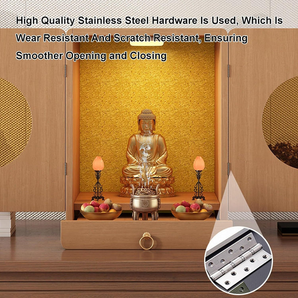 Meditation Table, Altar Table with Drawer,Used for Meditation and Prayers, Bamboo Furniture for Displaying Jars, Plants and Books(Yellow,30x30x40cm/12x12x16in)
