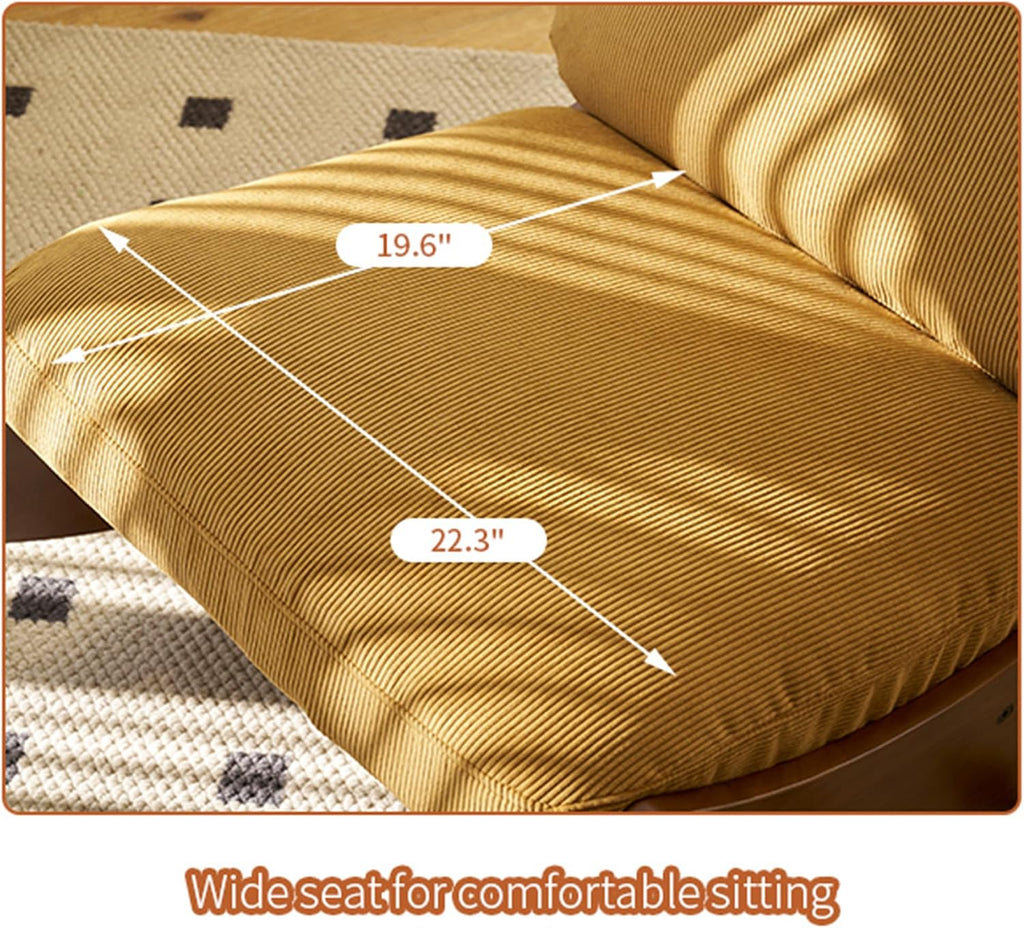 Glider Rocking Chair with Solid Wood Frame, Corduroy Upholstery Glider Chair, Accent Reading Chair for for Bedroom, Living Room, Nursery (Orange)