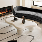 47" Cloud Coffee Table for Living Room Irregular Coffee Table Modern Low Coffee Tables Abstract Faux Stone Cute Center Table with 3 Ball Legs for Small Space Apartment