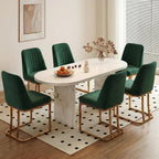 LSSBOUGHT Velvet Upholstered Dining Chairs Set of 6, Mid Century Modern Padded Chair with Gold Metal Frame for Restaurant,Dining Room,Kitchen (Green, 6PCS)