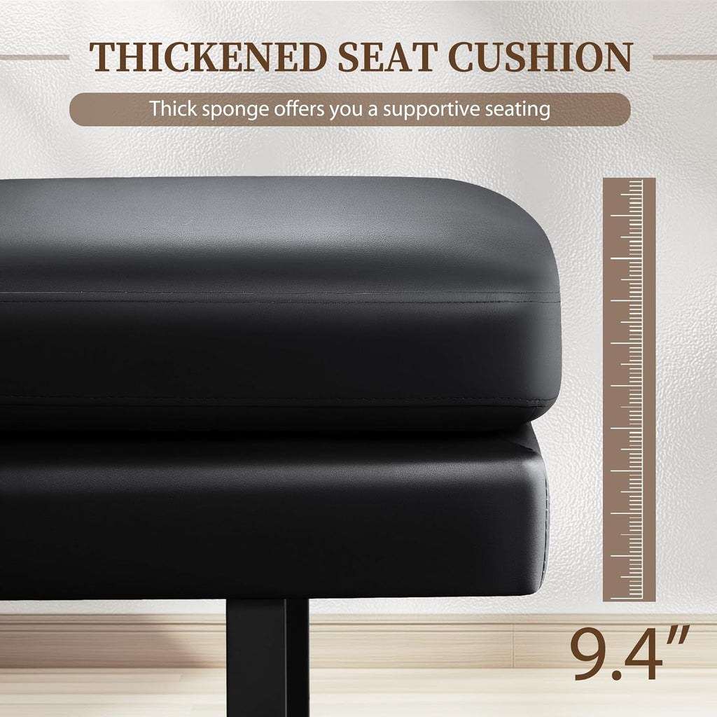 Furniwell Waiting Room Bench with 3 Seats,Faux Leather Reception Bench Upholstered Office Guest Chair Seating,Waiting Room Chair for Salon,Conference Room and Shop (Black)