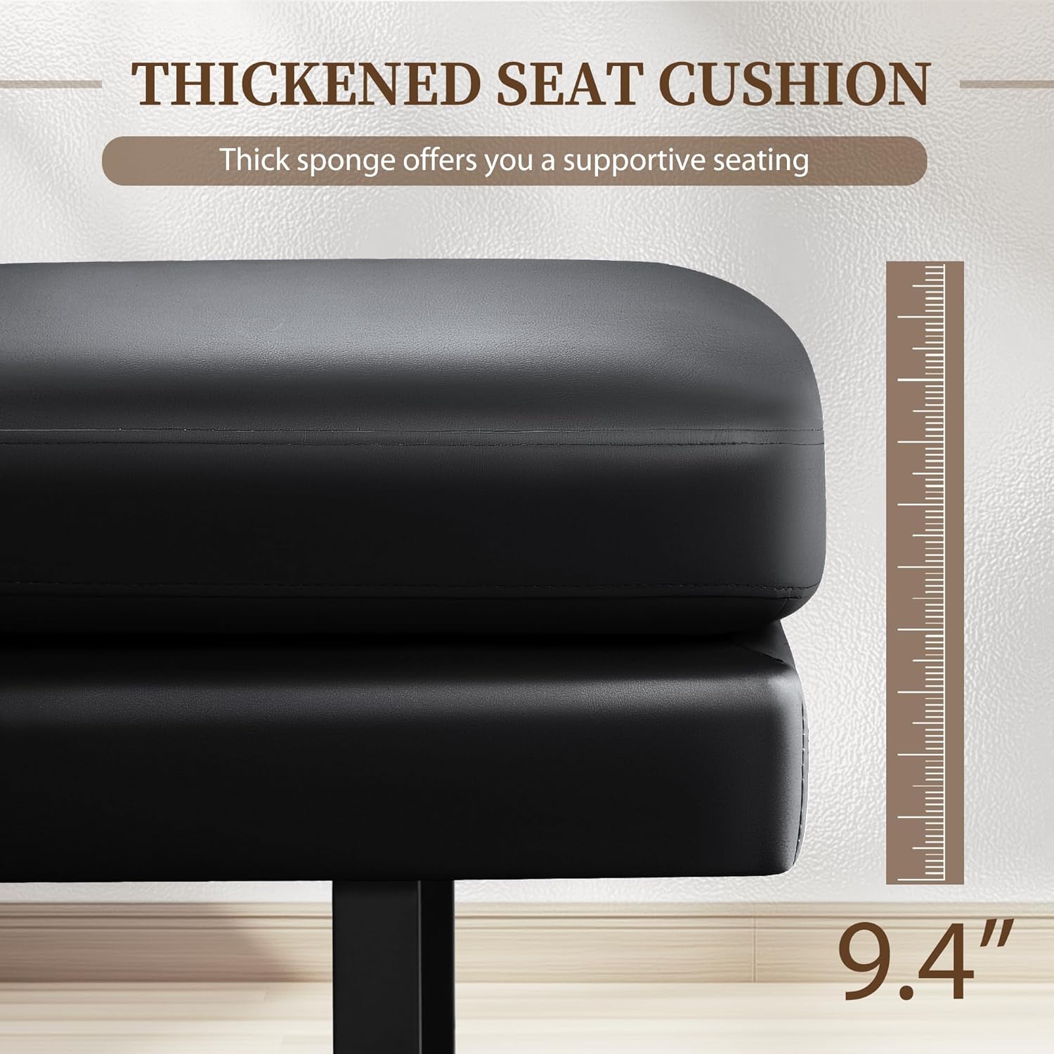Furniwell Waiting Room Bench with 3 Seats,Faux Leather Reception Bench Upholstered Office Guest Chair Seating,Waiting Room Chair for Salon,Conference Room and Shop (Black)