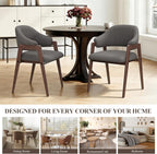 MALOL Wooden Dining Chairs Set of 2, Modern Fabric Upholstered Dining Room Chair, Kitchen Side Chairs, Farmhouse Dinner Chair with Curved Open Back for Kitchen, Grey