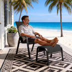 Outdoor Footstool Ottoman with Sturdy Metal Frame & Breathable Textilene Fabric, All-Weather Portable Footrest for Patio, Lawn, Garden, Poolside, Balcony, Camping, Porch & Indoor Use (1, black)