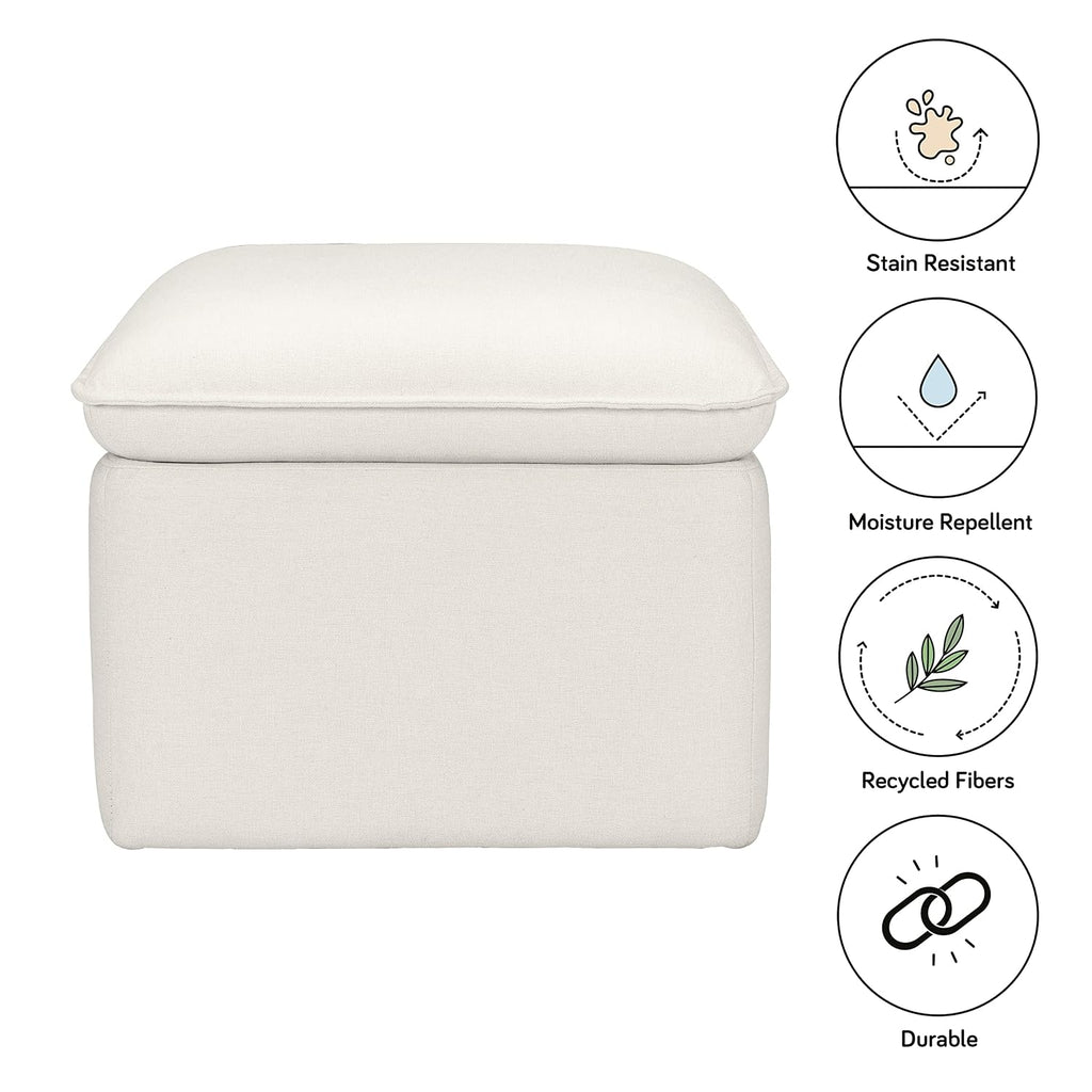 Babyletto Cali Storage Ottoman in Performance Cream Eco-Weave, Water Repellent & Stain Resistant, Greenguard Gold Certified and CertiPUR-US® Certified