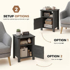 Miereirl Rattan Nightstand Set of 2 with Cabinet, Boho Farmhouse, Dark Gray | Hand-Woven Rattan Door, Open Shelf & Cord Hole, Magnetic Close, Quiet Hinge, Bedroom End Table, Easy Assembly
