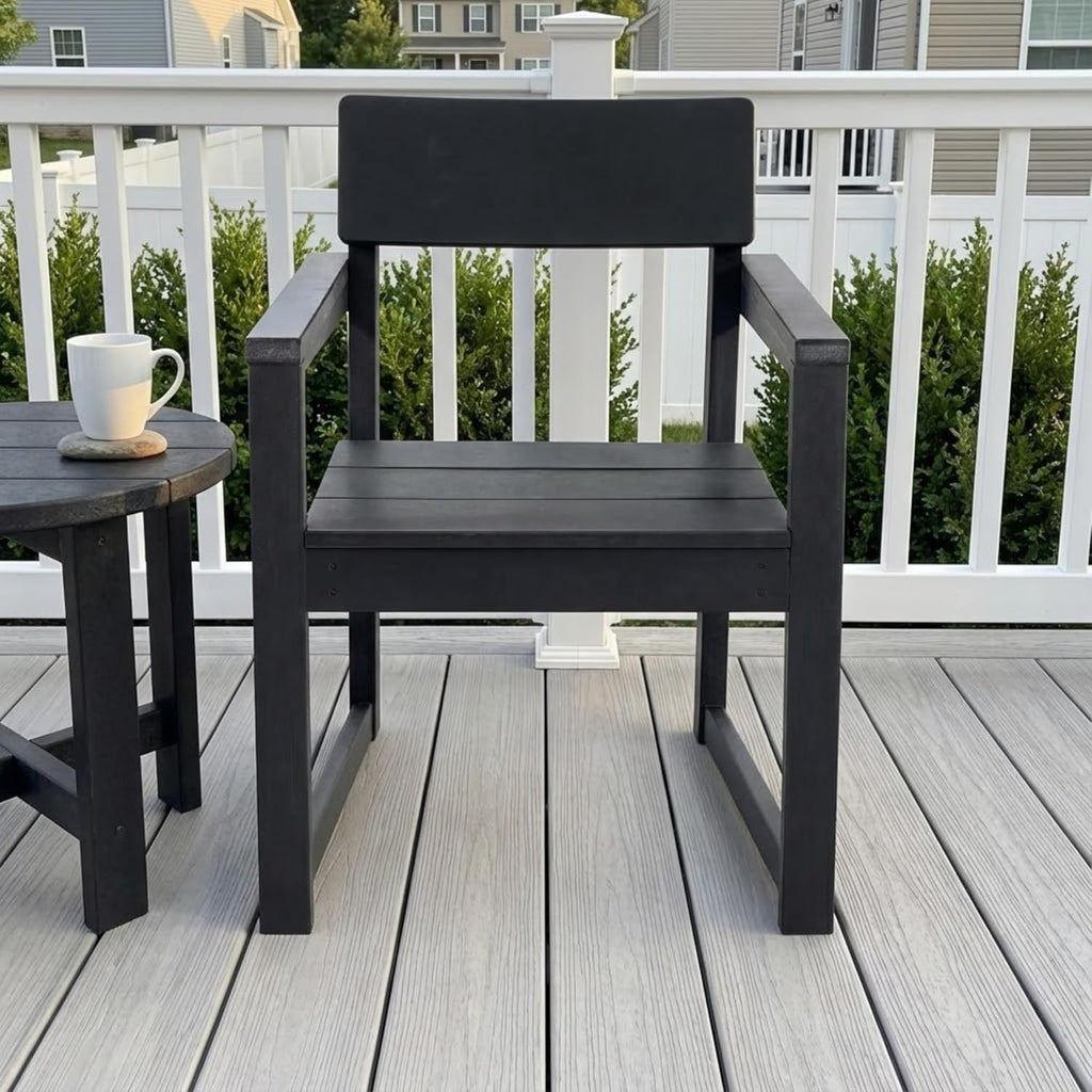 Black HDPE Outdoor gArmchairs with backres Modernist Designt Chairs