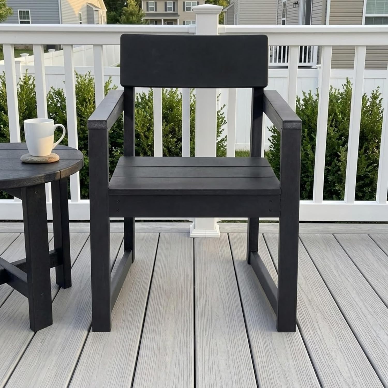 Black HDPE Outdoor gArmchairs with backres Modernist Designt Chairs