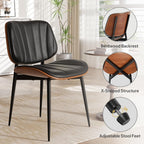 Dining Chairs Set of 4, Mid Century Modern Dining Room Chairs, Upholstered Faux Leather Kitchen Chairs with Walnut Bentwood Back and Metal Legs for Kitchen Dining Room Living Room, PU Black