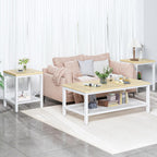AWQM Coffee Table Coffee Table and end Table Sets Living Room Table | For Living Room, Small Apartment, Home Office, Sofa Storage Side Table & Bedroom Use (Oak)