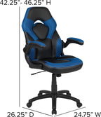 Flash Furniture X10 High-Back LeatherSoft Racing Style Gaming Chair with Flip-Up Arms, Ergonomic Padded Swivel Computer Chair, Blue/Black