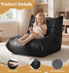 Hobestluk Bean Bag Chair for Kids Toddler Bean Bag Chair with Memory Foam Filler Leather Beanbag with Spacious Design Bean Bag Couch for Reading Gaming Relaxing (Black, Small)
