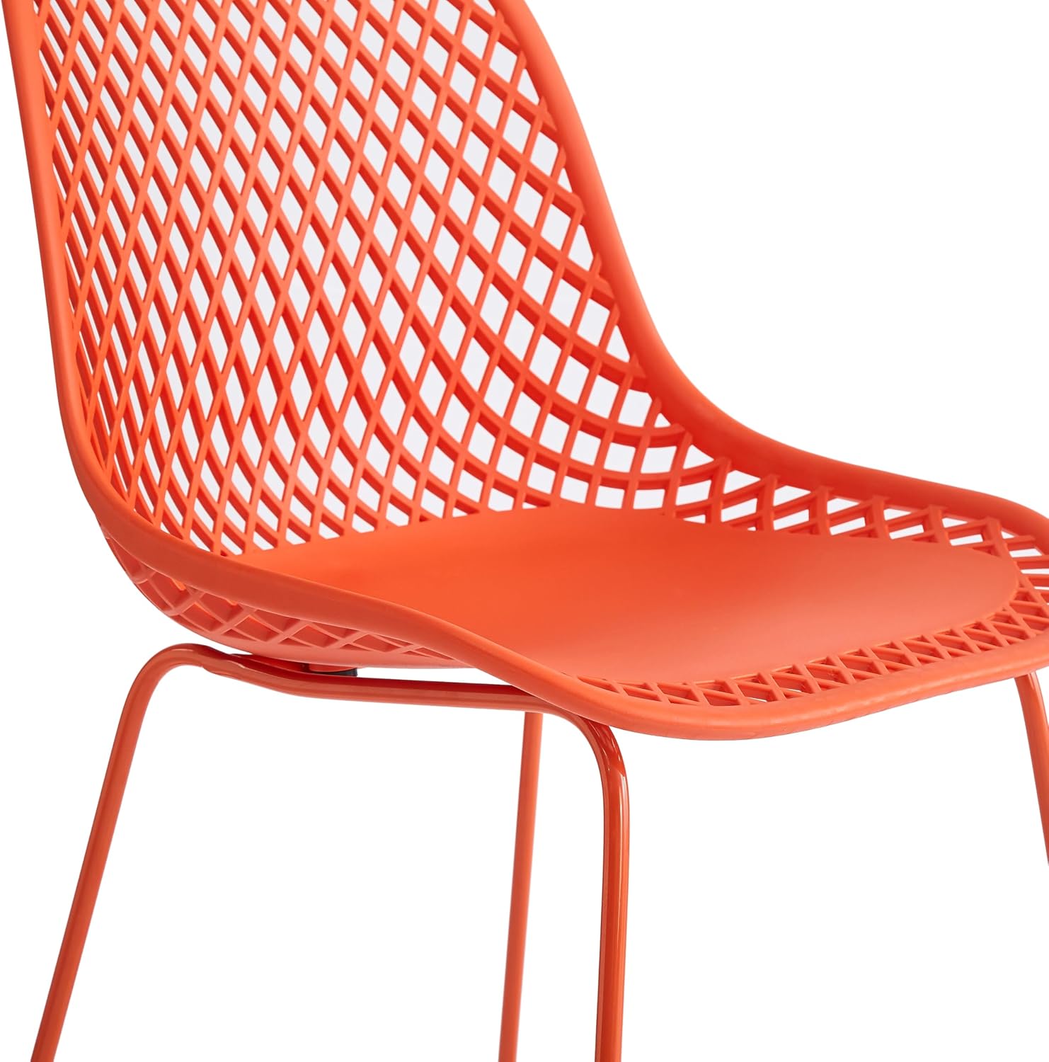 Modern Dining Chairs Set of 4, Stable Plastic Kitchen Chairs with Metal Sled Base for Dining Room (Blood Orange)