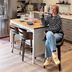 Counter Stools Set of 2, 25 inch Mid Century CounterStools with Walnut Crafts, Bentwood Curved Back, Upholstered Tech Fabric, Kitchen Island Stools for Cafe/Pub/Island (Gray, 25" Seat Height)
