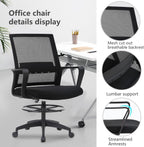 PayLessHere | Drafting Chair | Black | Tall Office Chair with Adjustable Seat Height & Footrest, Ergonomic Mesh Back, Lumbar Support, 360 Degree Swivel Rolling Wheels | for Workspaces & Home Office