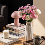 Small Vase White Ceramic Jute Rope Simple Vases for Home Decor Minimalist Modern Flower Vase Elegant Decorative Glossy Vase for Pampas Grass, Office, Living Room, Mantel and Bedroom Décor