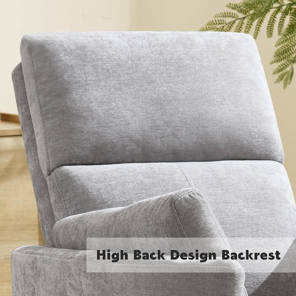 Manual Recliner 360°Swivel Glider Rocking Chair,Nursery Adult Rocker Glider Chair Upholstered Recliner with 2 Pillows for Living Room Bedroom Nursery(Light Grey, Manual Operation)