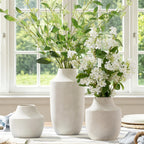 Mitt&Ditt Ceramic Flower Vase, 5.3 inch Off-White Farmhouse Rustic Vase, Handcrafted Weathered Pottery Vases, Small Flower Terracotta Vases for Home Decor, Living Room, Table, Shelf