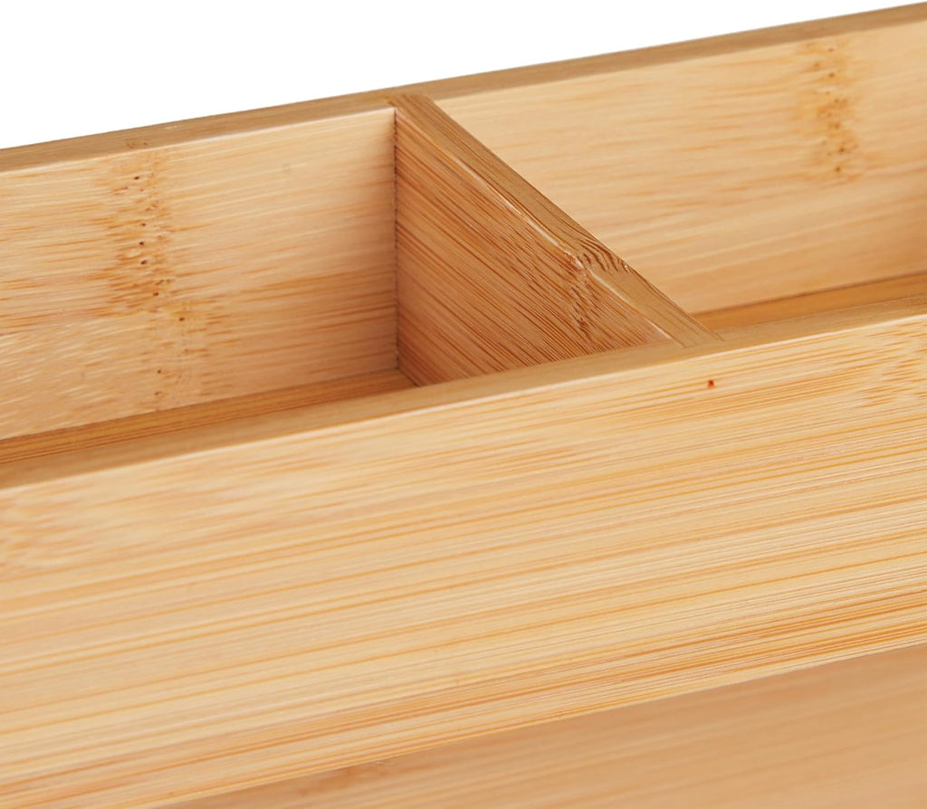 Relaxdays Tea Organiser, 9 Compartments, Bamboo, HxWxD: 24 x 27 x 17.5 cm, Bags & Coffee Pads, Storage Rack, Natural