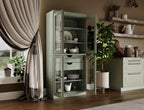 Palace Imports 100% Solid Wood 32"" Pantry Cabinet with Clear Glass Doors, 2-Drawers & Adjustable Shelves