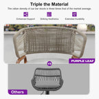 PURPLE LEAF Outdoor 30 Inch Rattan Bar Height Stools Set of 2 Modern Patio Metal Wicker Barstools Aluminum Woven Bar Chairs with Wraparound Armrest Back for Kitchen Garden Indoor Teak