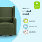 Davinci Carter's Arlo Recliner and Swivel Glider, Water Repellent & Stain Resistant, Greenguard Gold & CertiPUR-US Certified, Performance Forest Green Linen
