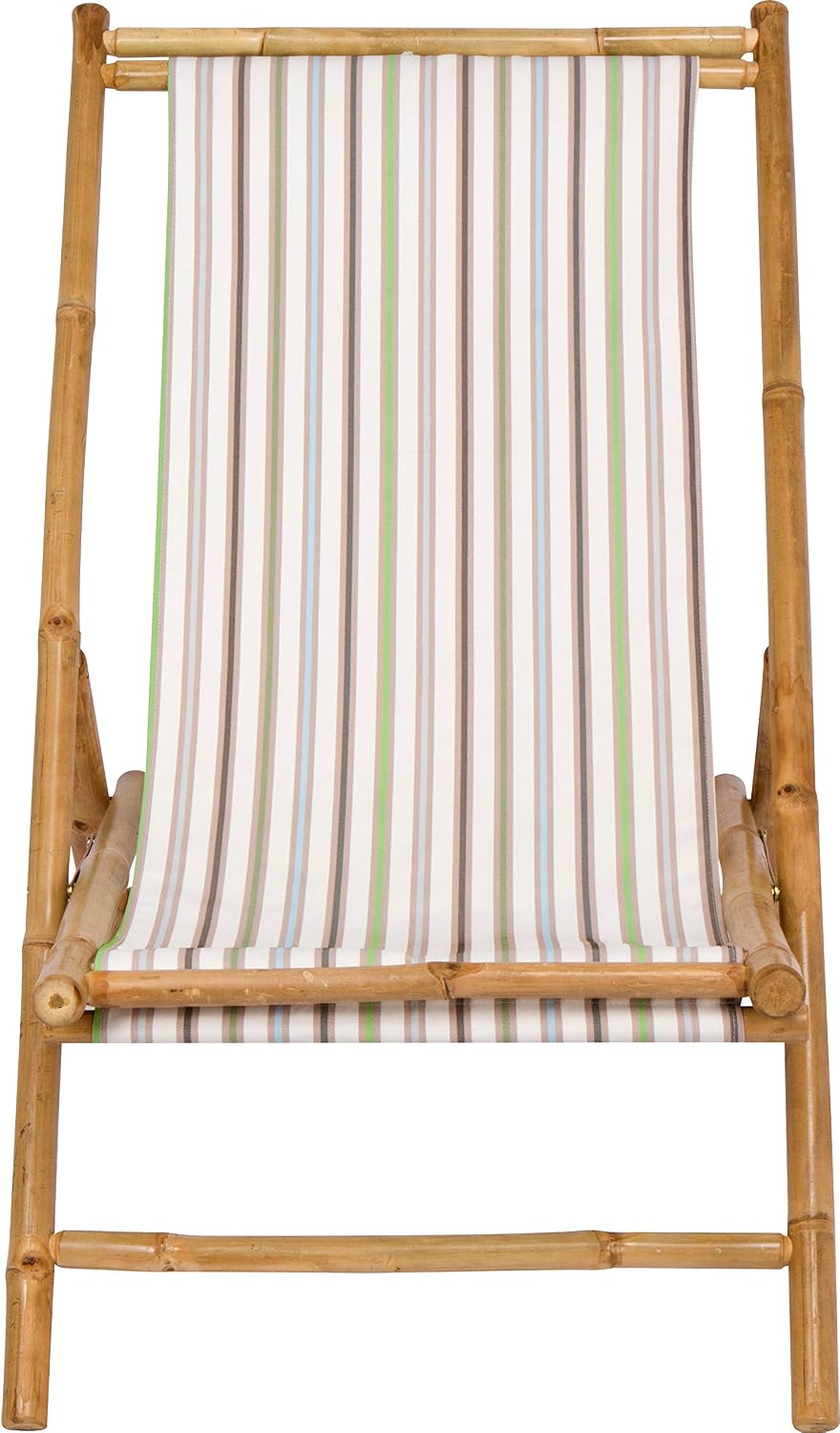 Statra Folding Bamboo Sling Chair Set of 2, White Stripes