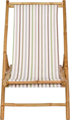 Statra Folding Bamboo Sling Chair Set of 2, White Stripes
