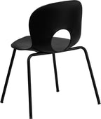 Flash Furniture 5 Pack HERCULES Series 770 lb. Capacity Designer Black Plastic Stack Chair with Black Frame