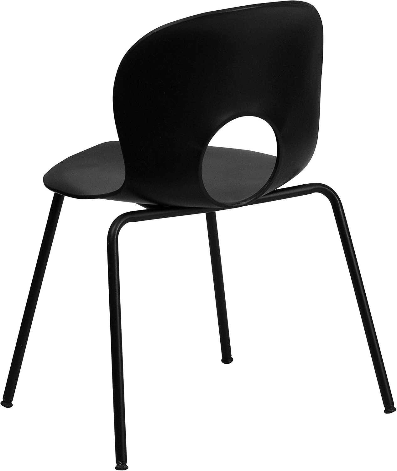 Flash Furniture 5 Pack HERCULES Series 770 lb. Capacity Designer Black Plastic Stack Chair with Black Frame