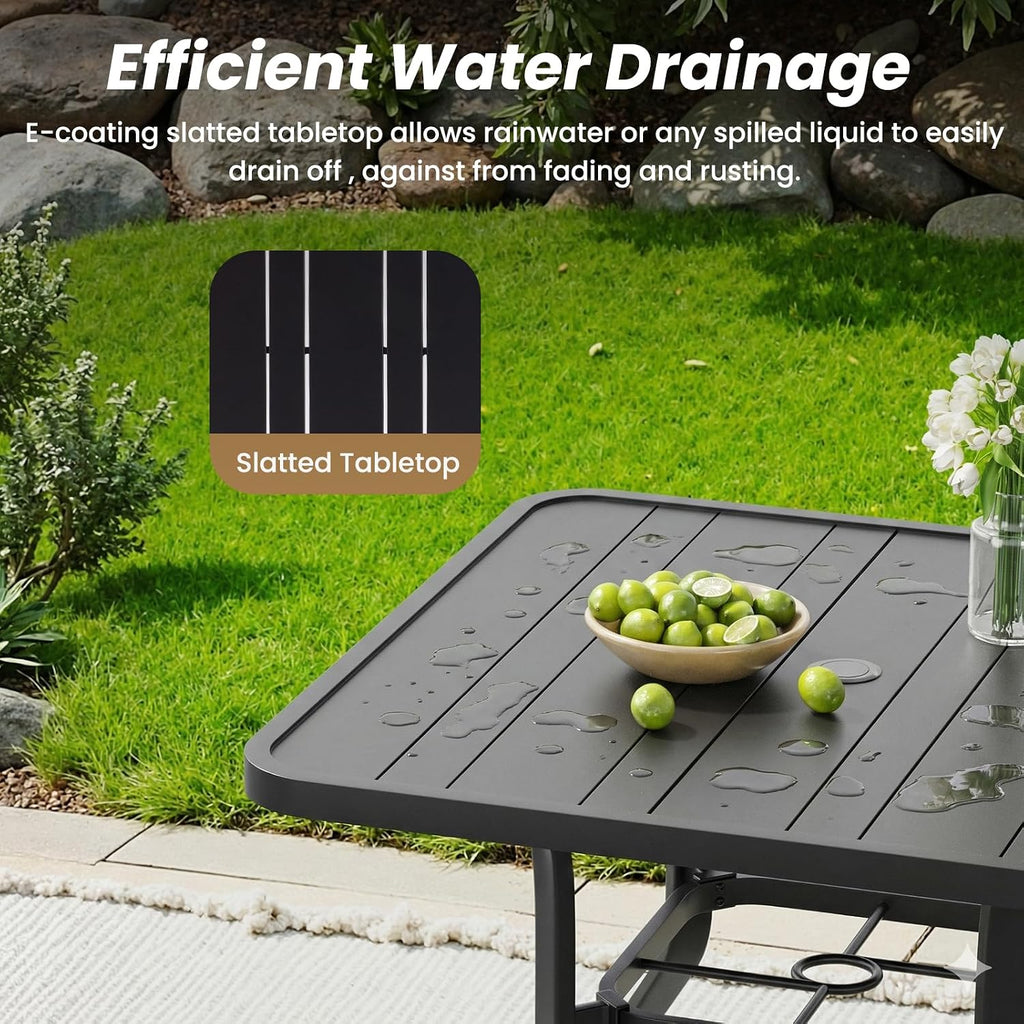 Soohow Patio Dining Table 35"x35", Square Outdoor Dining Table with 1.57" Umbrella Hole, Metal Outdoor Furniture for Patio, Graden, Backyard and Poolside, Weather-Resistant