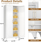 Polup Metal Storage Cabinet with Doors and Shelves, 75 Inch Tall Kitchen Pantry Cabinet, Pantry Cabinets for Kitchen Storage, Freestanding Cupboard for Living, Dining Room, White, Assembly Required