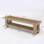 Tribesigns 63" Long Entryway Dining Bench with Slatted Shelf, Farmhouse Wooden Indoor Bench Seat with Storage for Dining Table, Hallway, Mudroom, Bedroom, Living Room