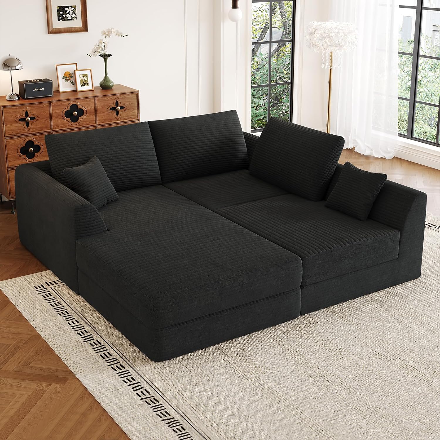 106” Modular Sectional Sofa, Cloud Sectional Couch with Deep Seat, Modern Modular L-Shape Sofa Couch with Chaise,Upholstered Boneless Couches for Living Room Bedroom No Assembly Required