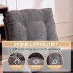 cinkehome Nursery Rocking Chair with Retractable Foot Rest, Glider Rocking Chair with Solid Wood Legs, High Back, Button Decors, Mid Century Rocker Chair, Grey