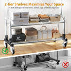 Luxspire Heavy Duty Clothes Rack, Clothing Rack Load 600 LBS, Rolling Clothes Racks for Hanging Clothes with Sturdy Wheels & 2 Tier Shelves, Adjustable Garment Rack for Bedroom, Laundry Room, Silver