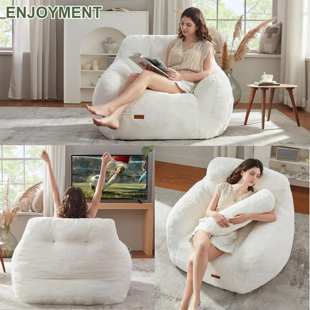 EBENCHICO Giant Bean Bag Chair for Adults, Comfy Oversized Bean Bag Chairs for Teens, Large Beanbag Chair Couch Sofa with Filler,Reading Chair with Pillow for Living Room Bedroom