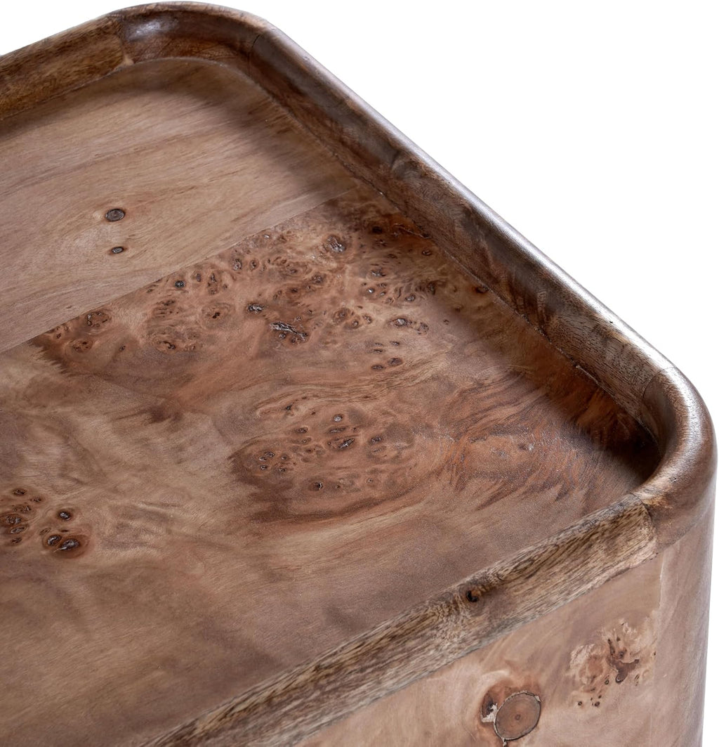 SAFAVIEH Couture Collection – Torryn Brown Burl Accent Table, Sculptural Wood Side Table, Fully Assembled (SFV5804A)