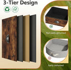 Night Stand Set 2, Tall Nightstand with 3 Fabric Drawers, Bedside Table with 2-Tier Wood Shelf, End Table for Bedroom, Steel Frame, Wood Top, Rustic Brown