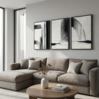 Black and White Textured Abstract Wall Art for Living Room, 3 Piece Framed Modern Artwork for Walls, Hand Painted Minimalist 3D Oil Paintings for Hallway Office Wall Decor 24x48 In