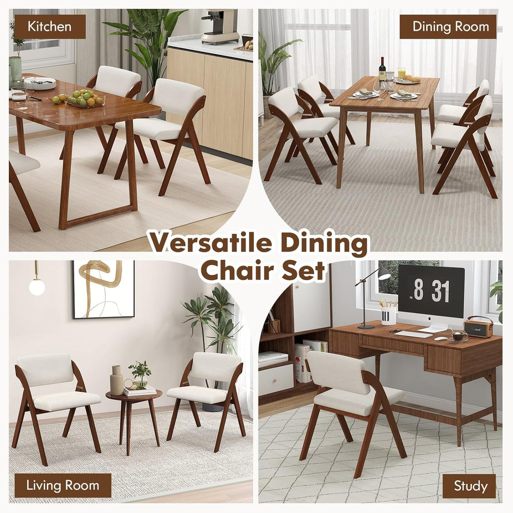 Byroce Folding Dining Chairs Set of 2, Non-Assembly Wood Kitchen Chairs with Upholstered Seat & Backrest, Portable Farmhouse Accent Furniture for Party, Wedding, Home Office, Walnut (1)