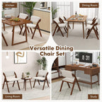 Byroce Folding Dining Chairs Set of 2, Non-Assembly Wood Kitchen Chairs with Upholstered Seat & Backrest, Portable Farmhouse Accent Furniture for Party, Wedding, Home Office, Walnut (1)