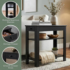 Convenience Concepts Designs2Go Baja Chairside End Table 23.75" - Transitional Narrow 3-Tier Side Accent with Storage Drawer & Shelves for Modern Living or Family Room, Bedroom Nightstand, Black