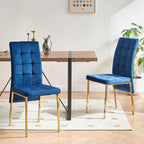 Homedot Modern Dining Room Chairs Upholstered Set of 6, Navy Blue Kitchen Chairs Mid Century High Back Dinner Side Chairs Space Saving with Padded Seat/Metal Legs for Dining/Reading
