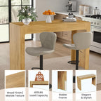 Miereirl 55” Bar Table，Long Bar Table with Oak Finish Tabletop，Modern Counter Height Pub Table, Rectangular Home Dining Bar Unit for 4-6 People, Kitchen, Living Room, Bar, Golden Oak